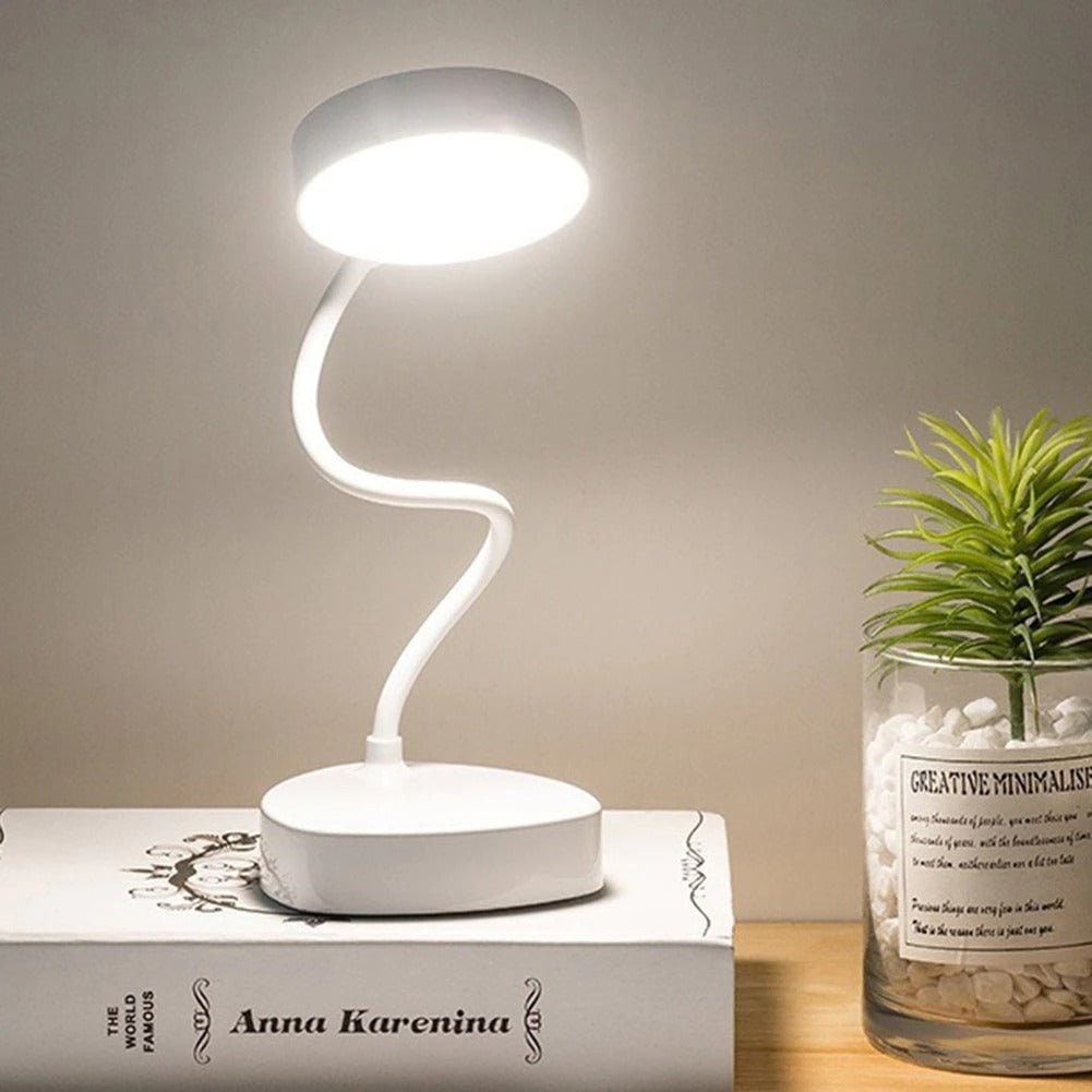 LED Desk Lamp with Adjustable Flexible Gooseneck Rechargeable USB Short Compact Design