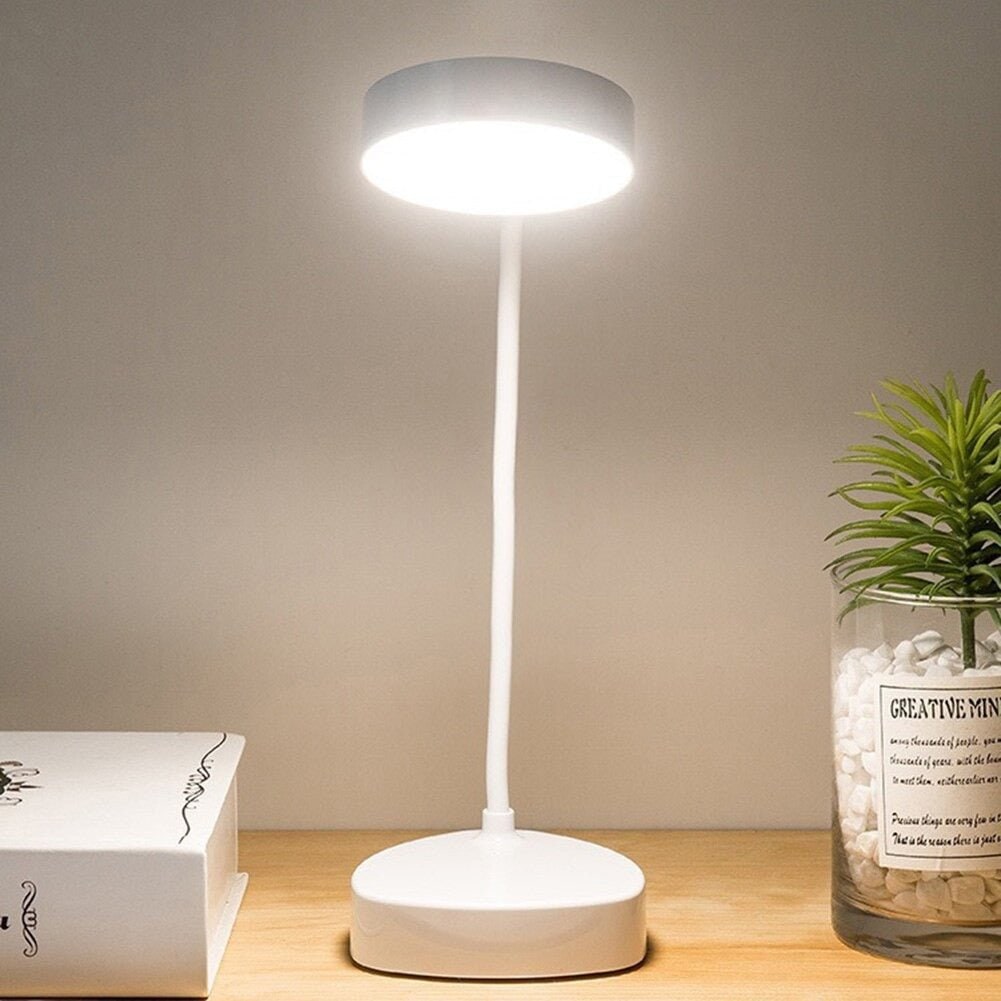 LED Desk Lamp with Adjustable Flexible Gooseneck Rechargeable USB Short Compact Design