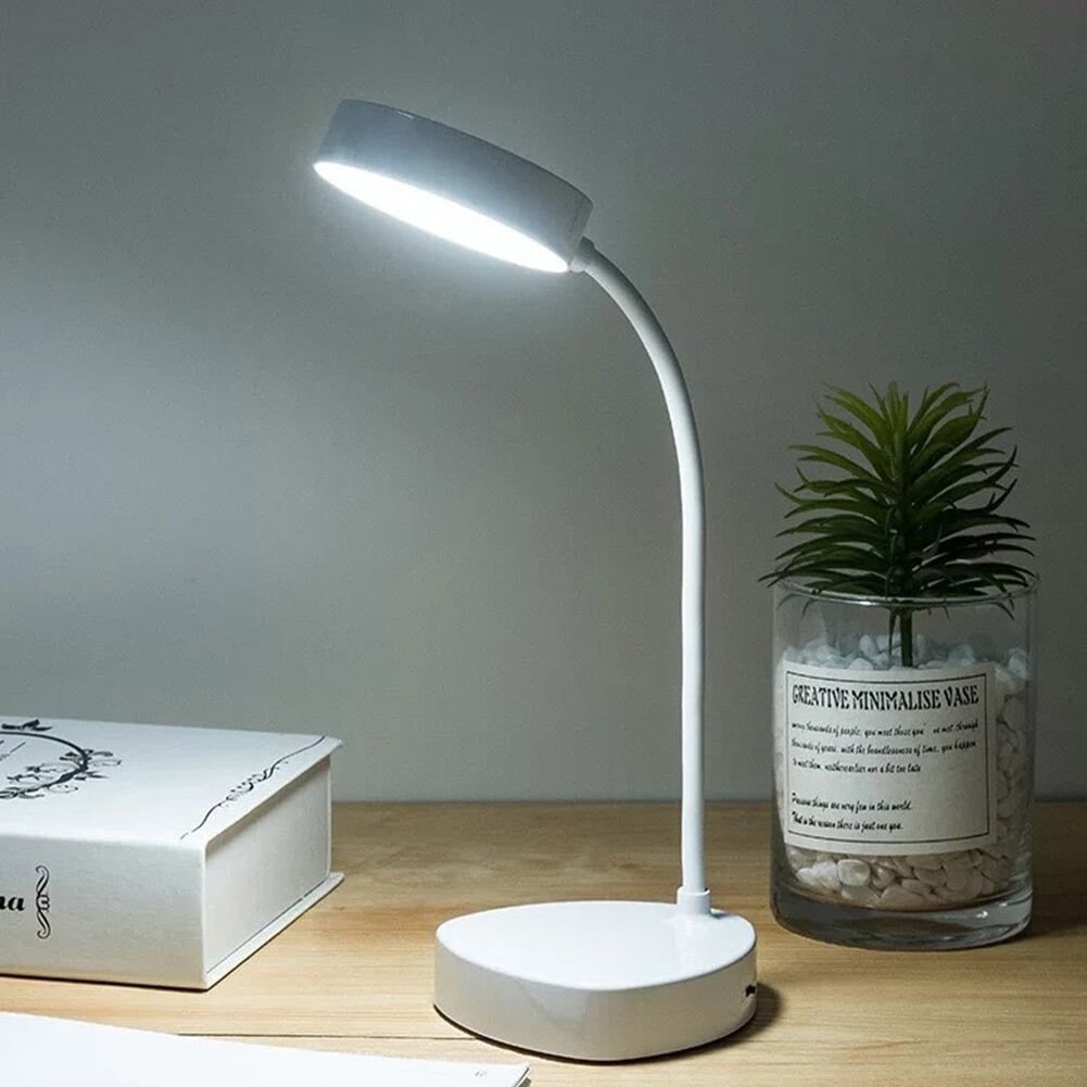 LED Desk Lamp with Adjustable Flexible Gooseneck Rechargeable USB Short Compact Design
