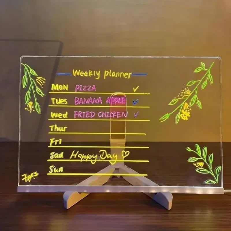 LED Dry Erase Note Board with Light Up Writing Surface and Folding Stand Smart White