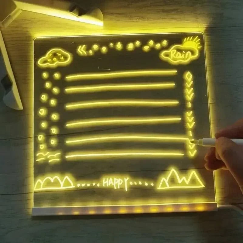 LED Dry Erase Note Board with Light Up Writing Surface and Folding Stand Smart White