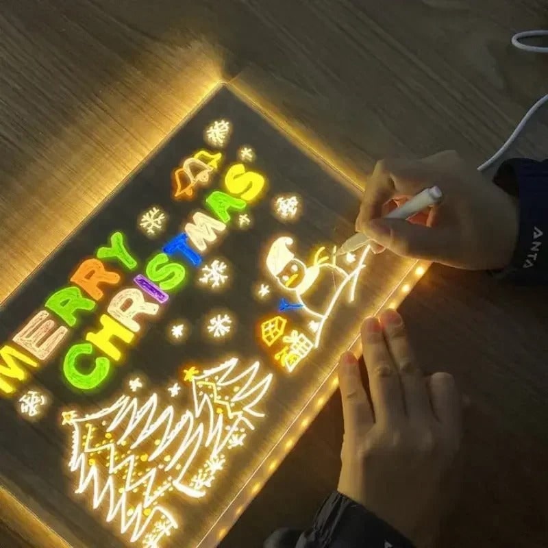 LED Dry Erase Note Board with Light Up Writing Surface and Folding Stand Smart White