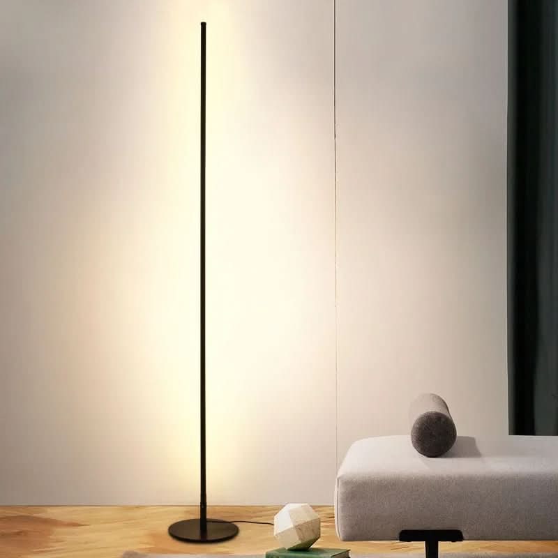 LED Floor Lamp Black Dimmable Minimalist with Slim Metal Pole and Warm White Light