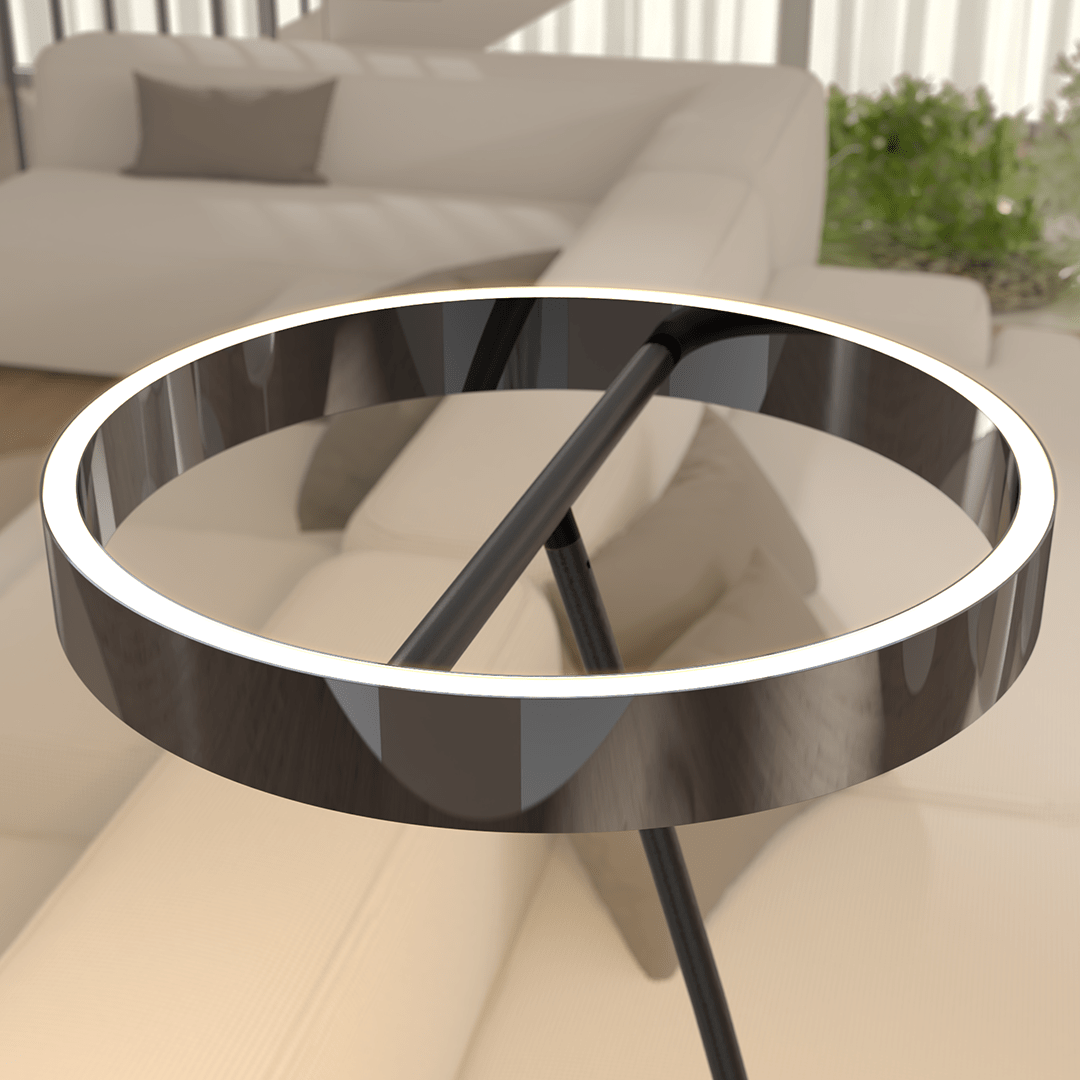 LED Floor Lamp with Adjustable Dimmable Ring Head and Remote Control Mid Century Modern