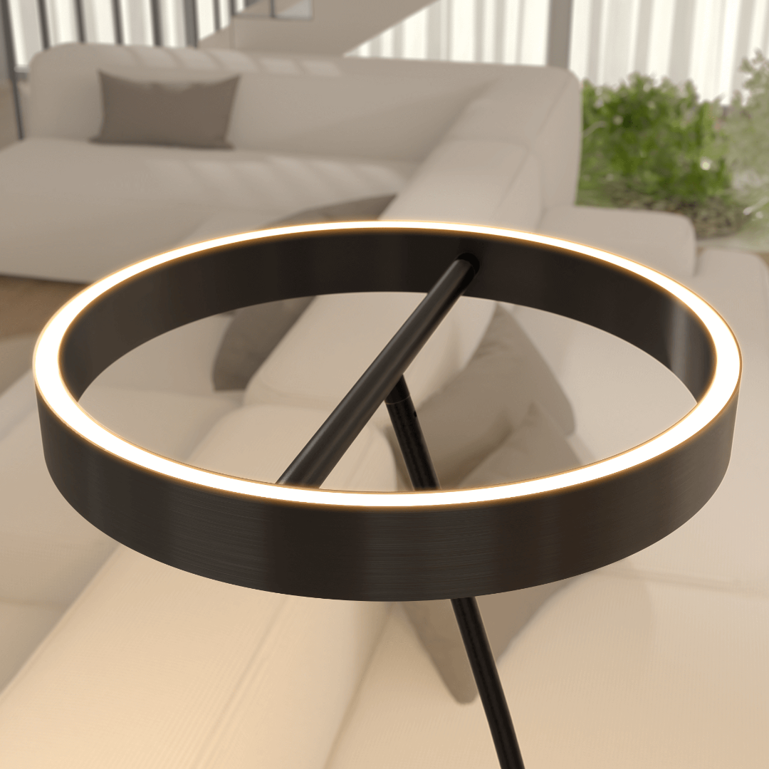 LED Floor Lamp with Adjustable Dimmable Ring Head and Remote Control Mid Century Modern