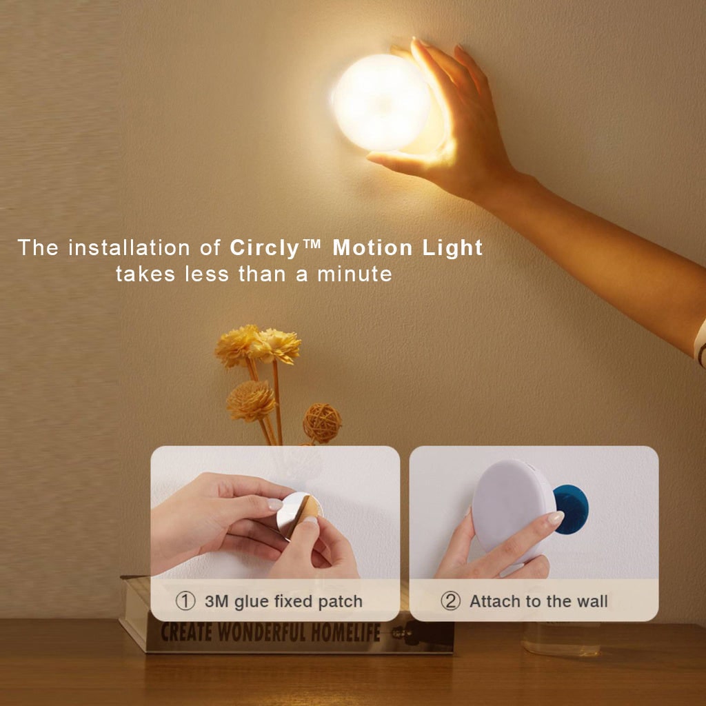 LED Motion Sensor Light Activated Detection Wireless Magnetic Puck Warm White