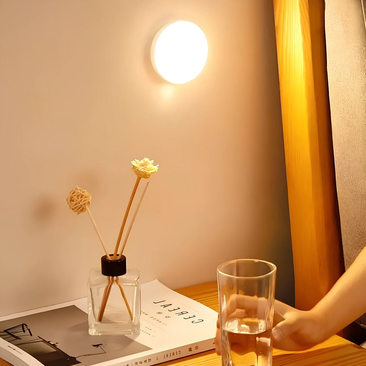 LED Motion Sensor Light Activated Detection Wireless Magnetic Puck Warm White