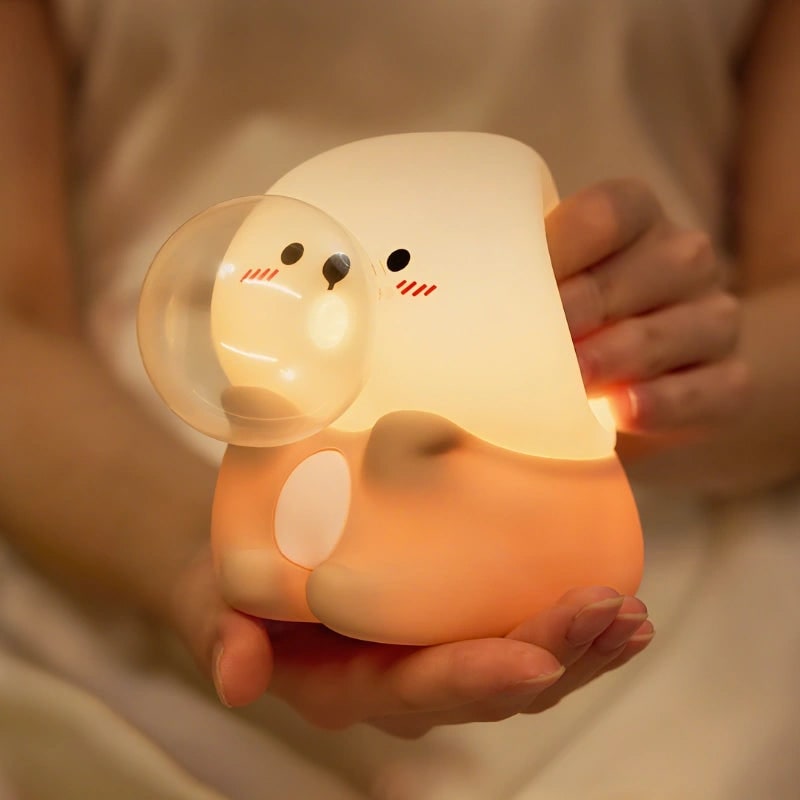 LED Night Light Rechargeable Silicone Portable Squishy Animal Warm White