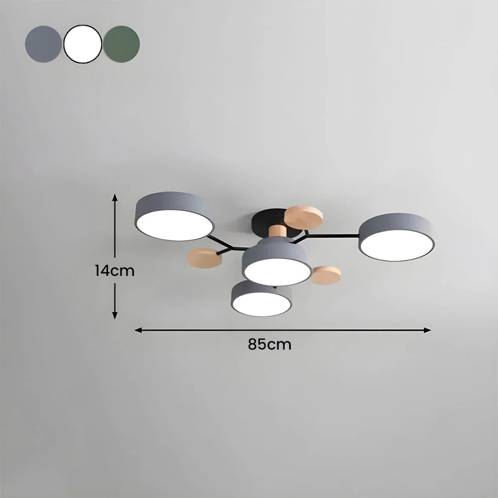 LED Semi Flush Ceiling Light Fixture with Modern Wood Accents for Kitchen Dining Room
