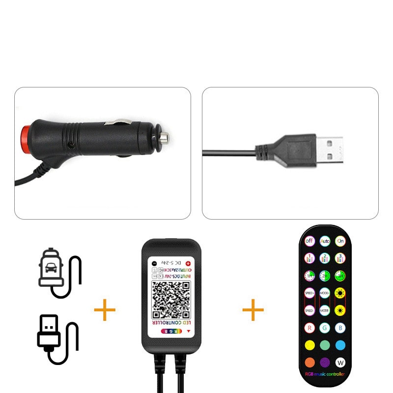 LED Strip Lights for Car Interior with Remote Control and Music Sync Ambient Lighting