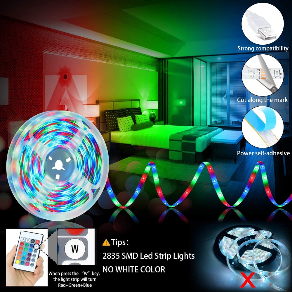 LED Strip Lights Rgb with Remote USB Flexible Color Changing Under Cabinet Lighting