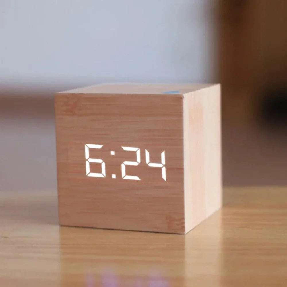Mini LED Alarm Clock Compact Desk Clock with Night Mode