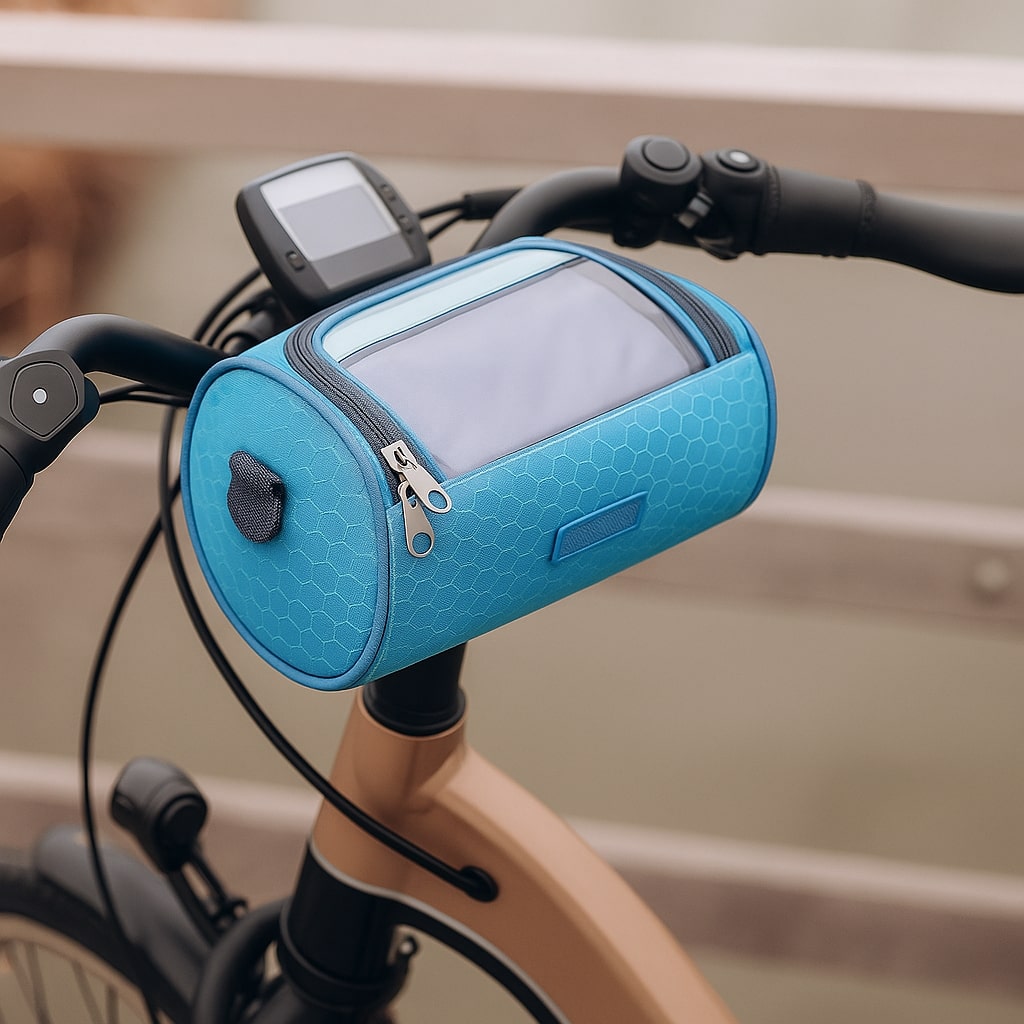 Bike Handlebar Storage Bag with Touchscreen Phone Compartment