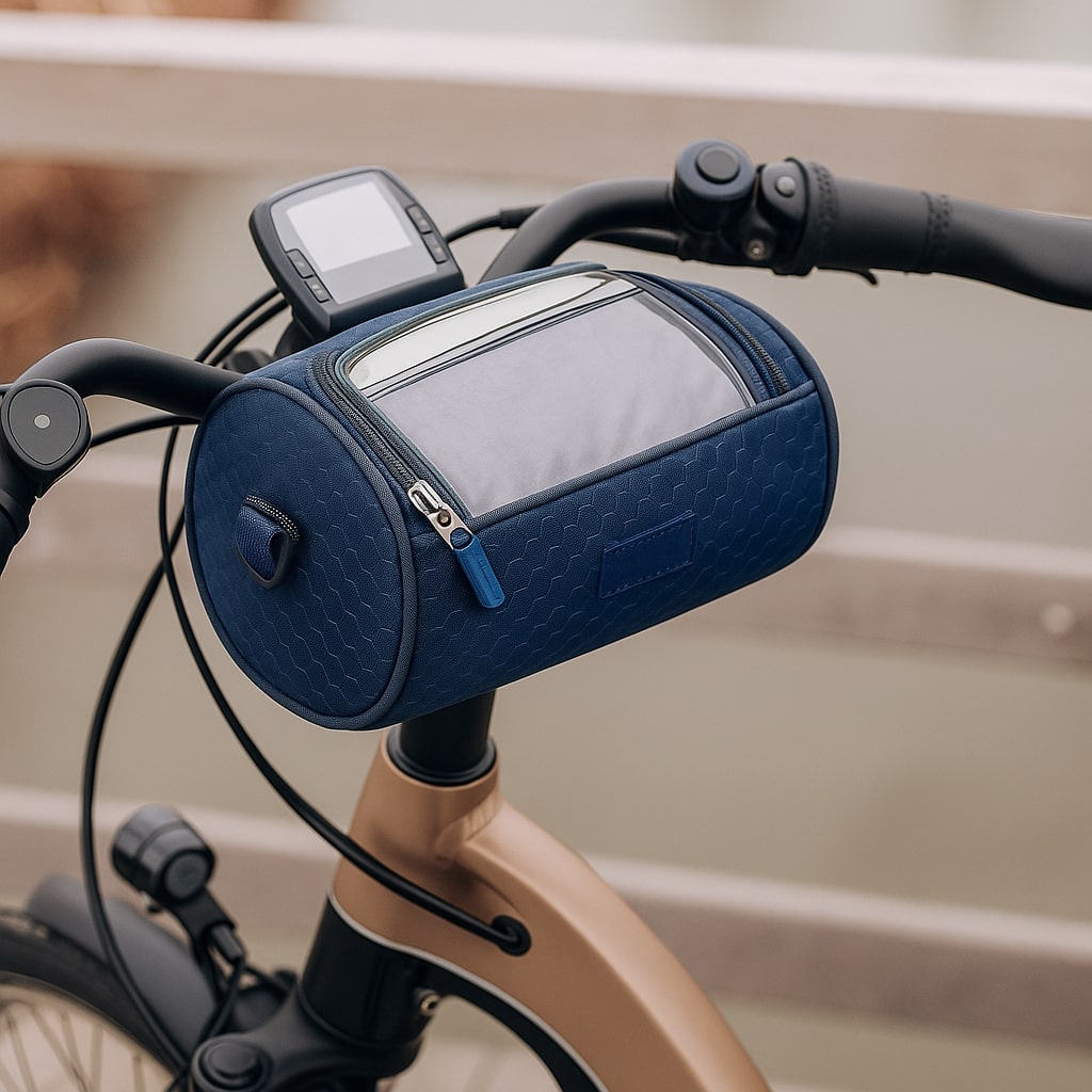 Bike Handlebar Storage Bag with Touchscreen Phone Compartment