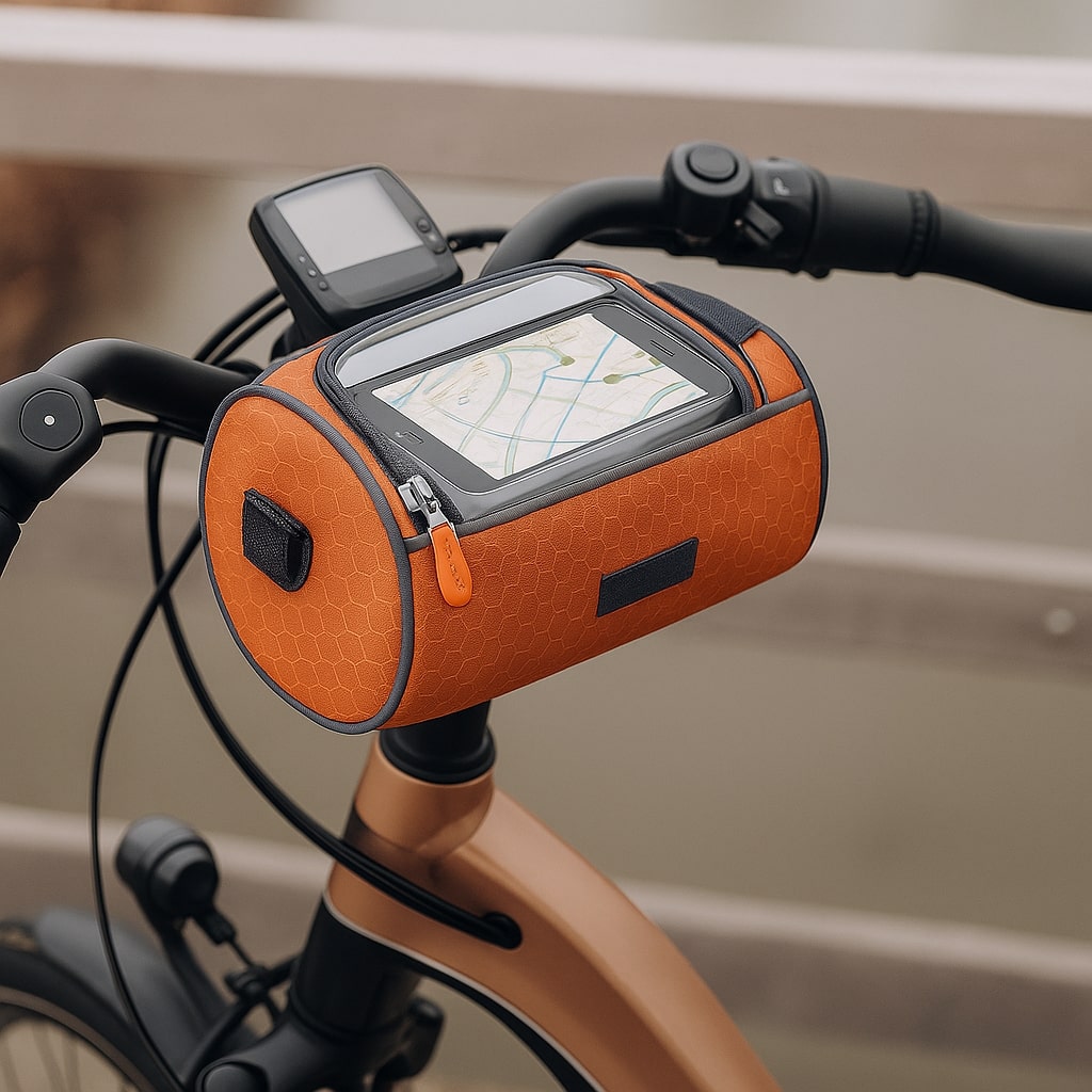 Bike Handlebar Storage Bag with Touchscreen Phone Compartment