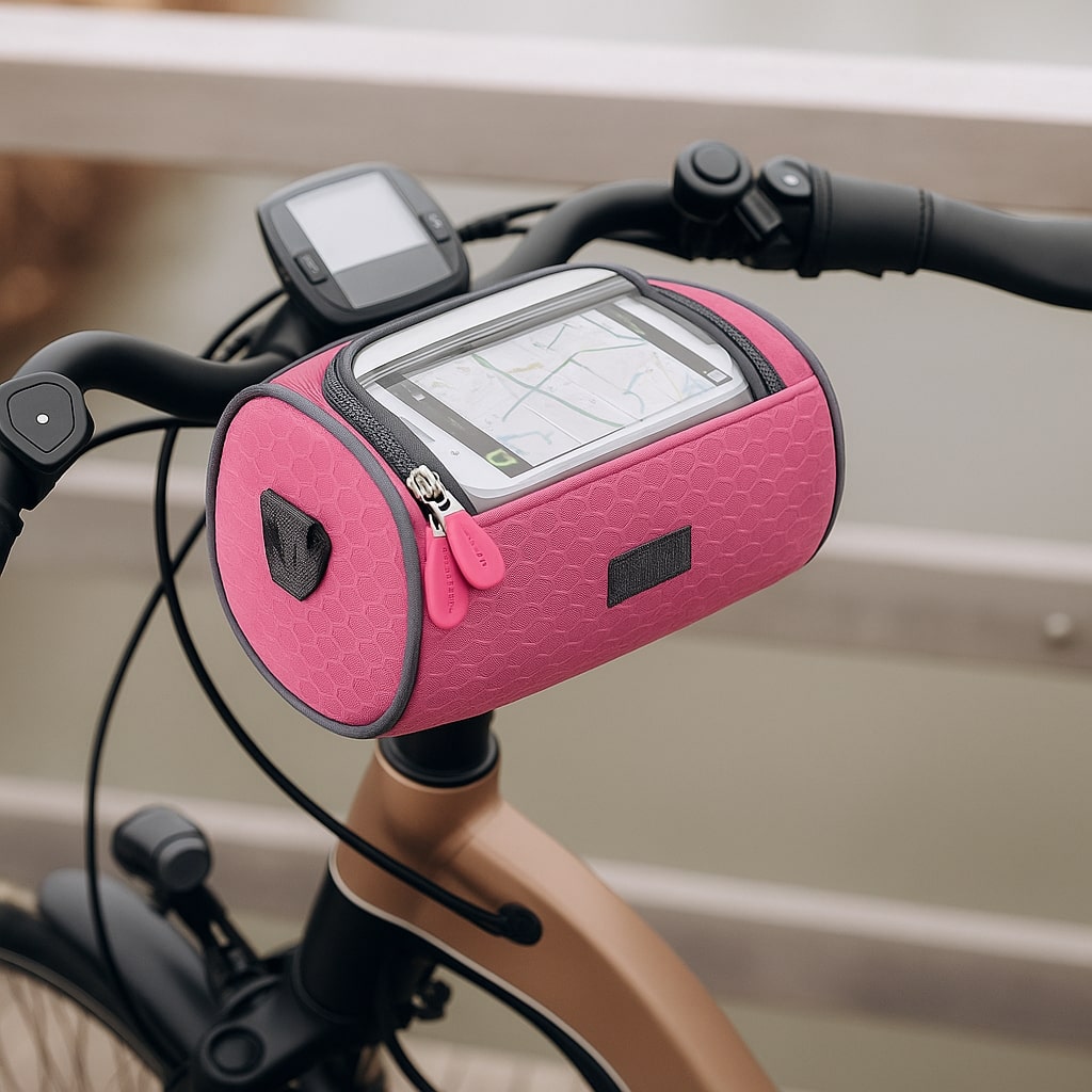 Bike Handlebar Storage Bag with Touchscreen Phone Compartment