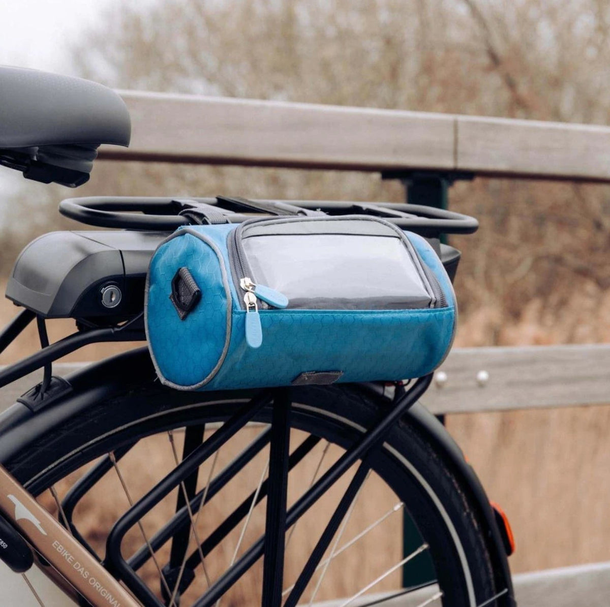 Bike Handlebar Storage Bag with Touchscreen Phone Compartment
