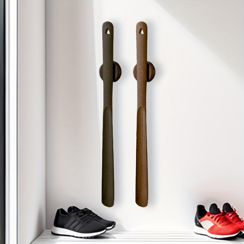 Long Shoe Horn Wooden Magnetic Wall Mount Standing Protection With Handle