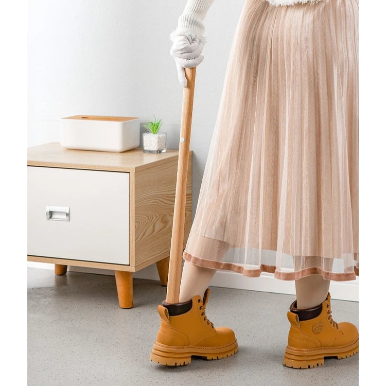 Long Shoe Horn Wooden Magnetic Wall Mount Standing Protection With Handle
