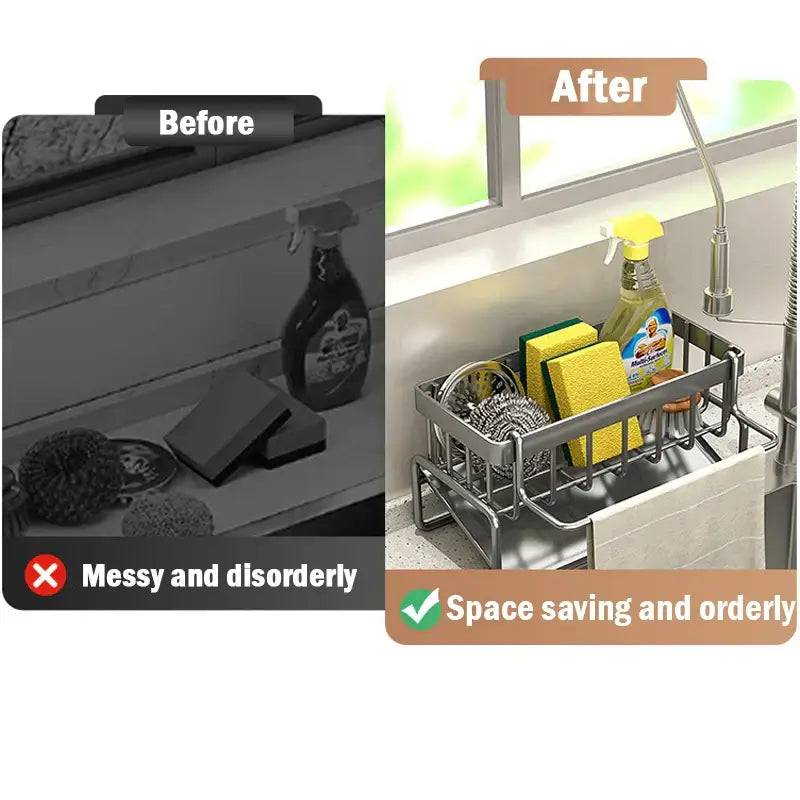 Stainless Steel Sink Cleaning Tools Storage Rack