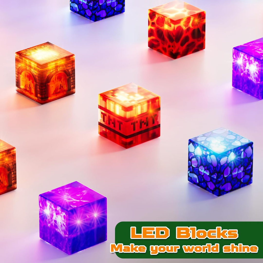 Magnetic Building Blocks and Cubes with Light-Up LED Pieces for Toys