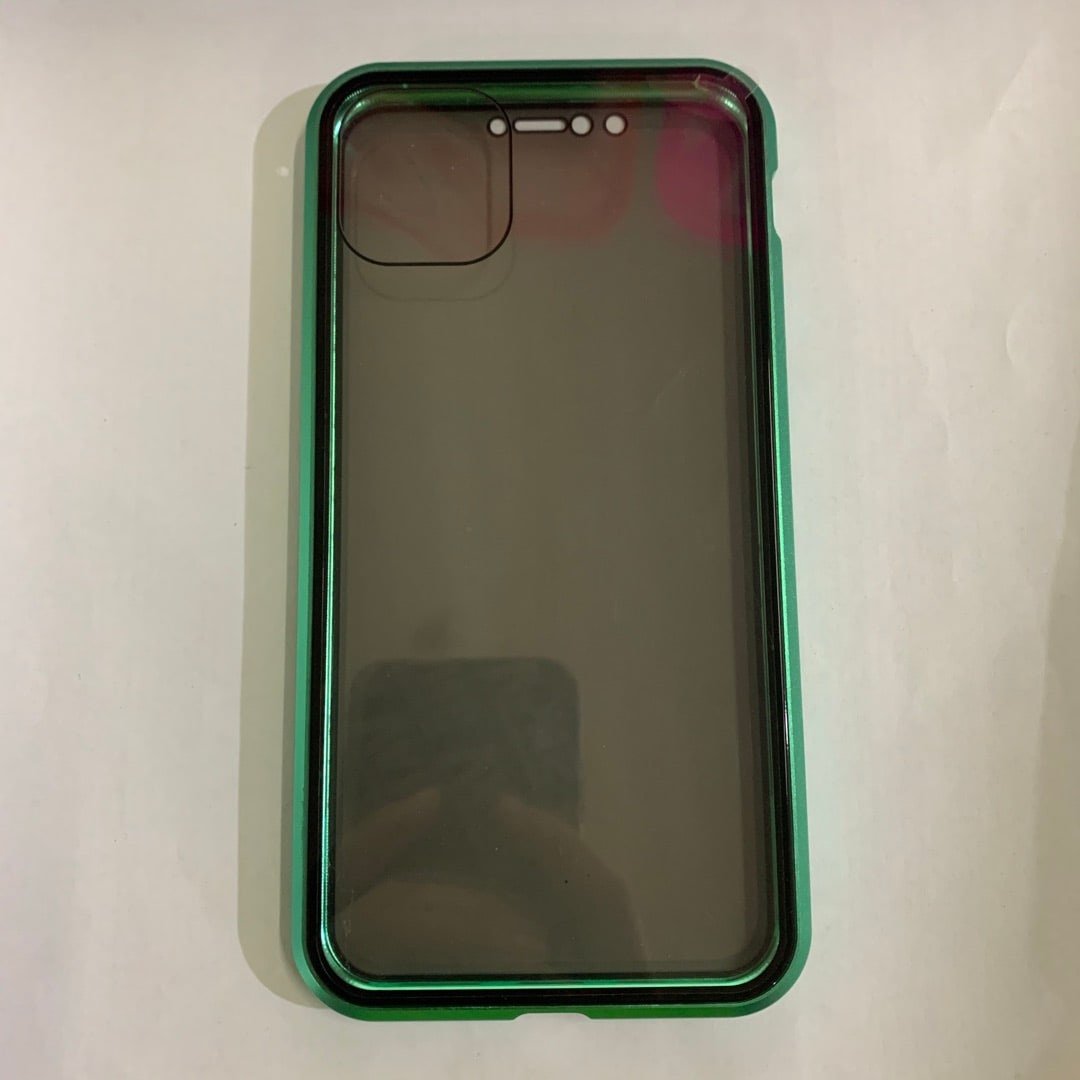 Magnetic Phone Case with Privacy Glass and Card Holder Tempered Protector Wallet