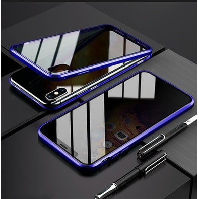 Magnetic Phone Case with Privacy Glass and Card Holder Tempered Protector Wallet