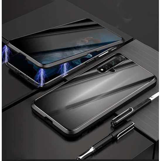Magnetic Phone Case with Privacy Glass and Card Holder Tempered Protector Wallet