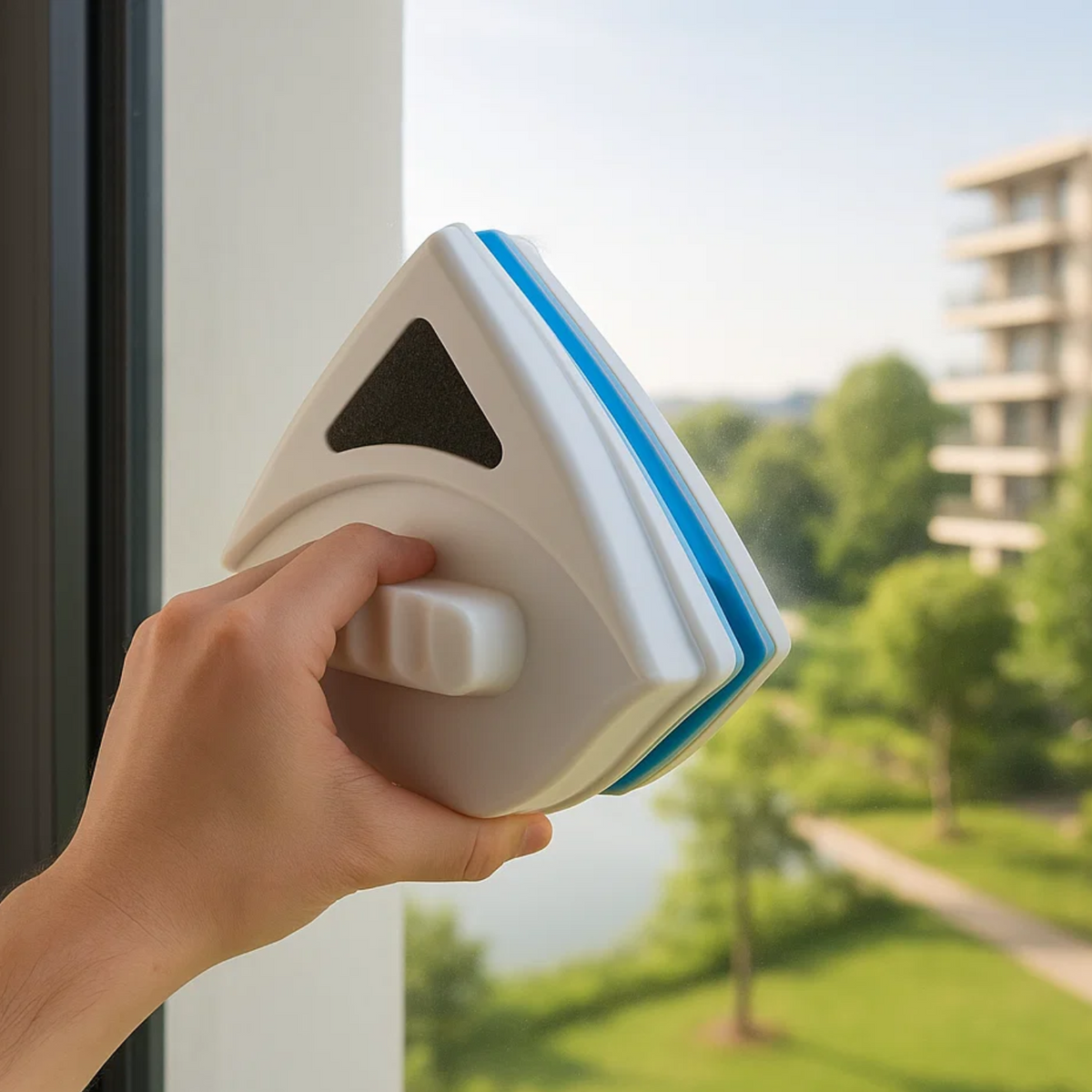 Magnetic Window Cleaner Squeegee with Double-Sided Cleaning and Replaceable Pads Pink
