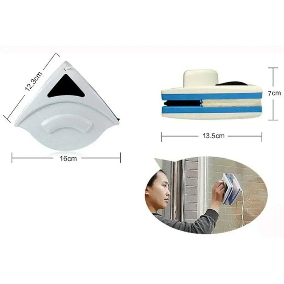 Magnetic Window Cleaner Squeegee with Double-Sided Cleaning and Replaceable Pads Pink