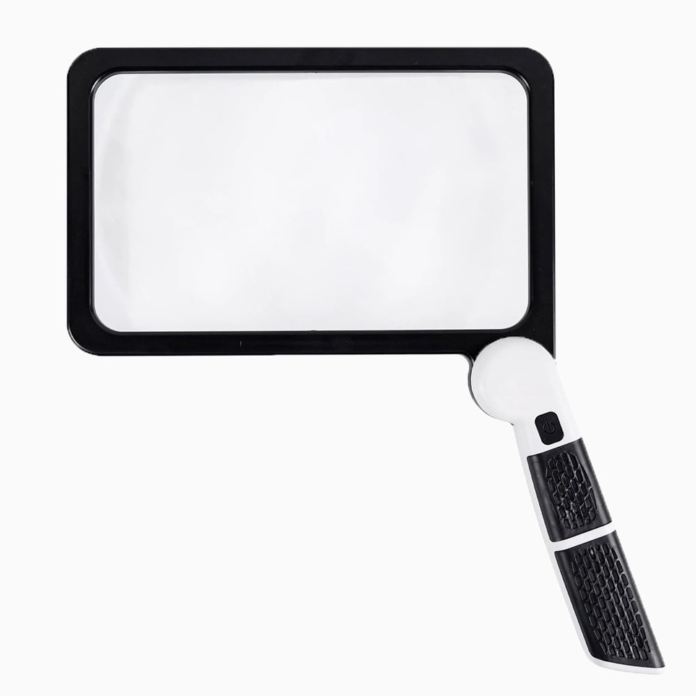 Magnifying Glass with Light LED Reading Handheld Rectangular Folding Handle Magnifier