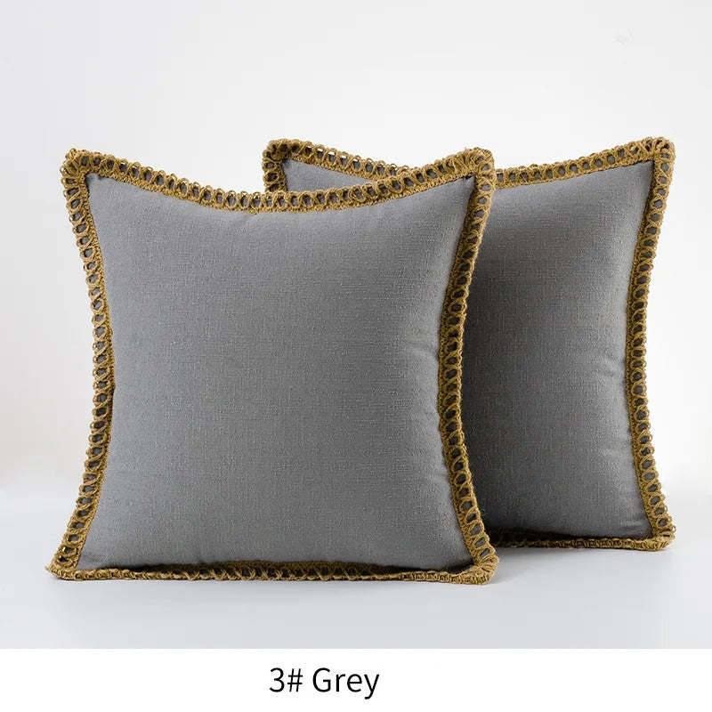 Square Cushion Cover Classic Grey and Red Decorative Style