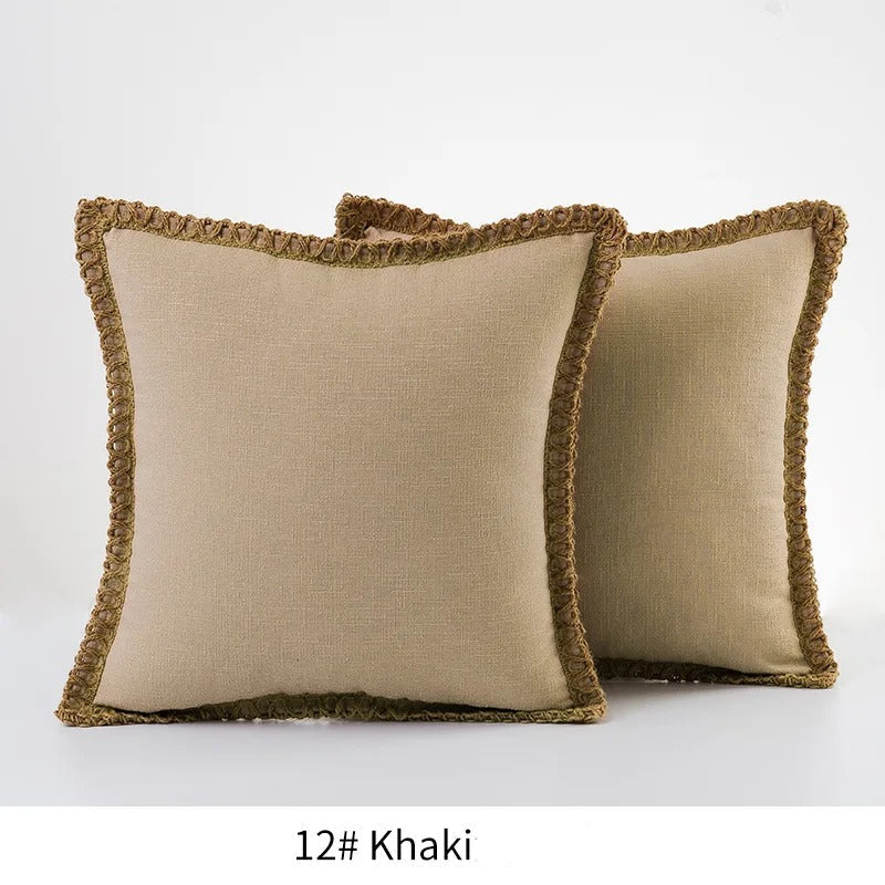 Square Cushion Cover Classic Grey and Red Decorative Style