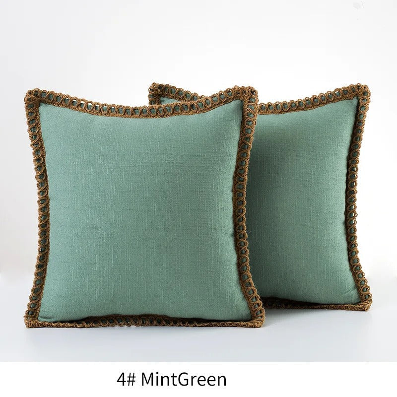Square Cushion Cover Classic Grey and Red Decorative Style