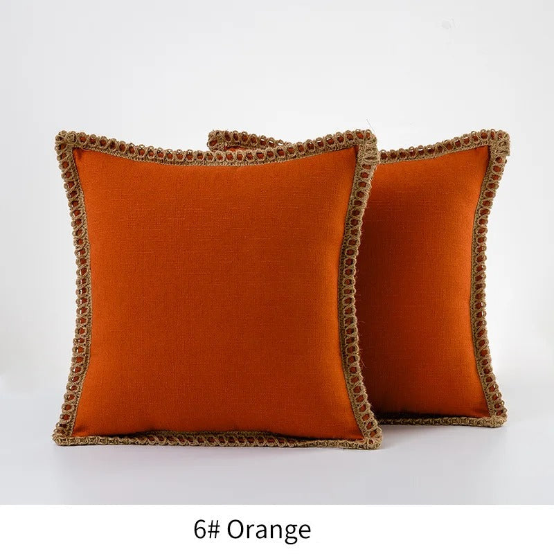 Square Cushion Cover Classic Grey and Red Decorative Style