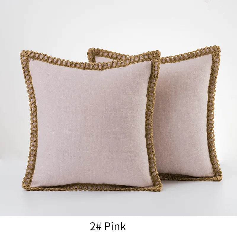 Square Cushion Cover Classic Grey and Red Decorative Style