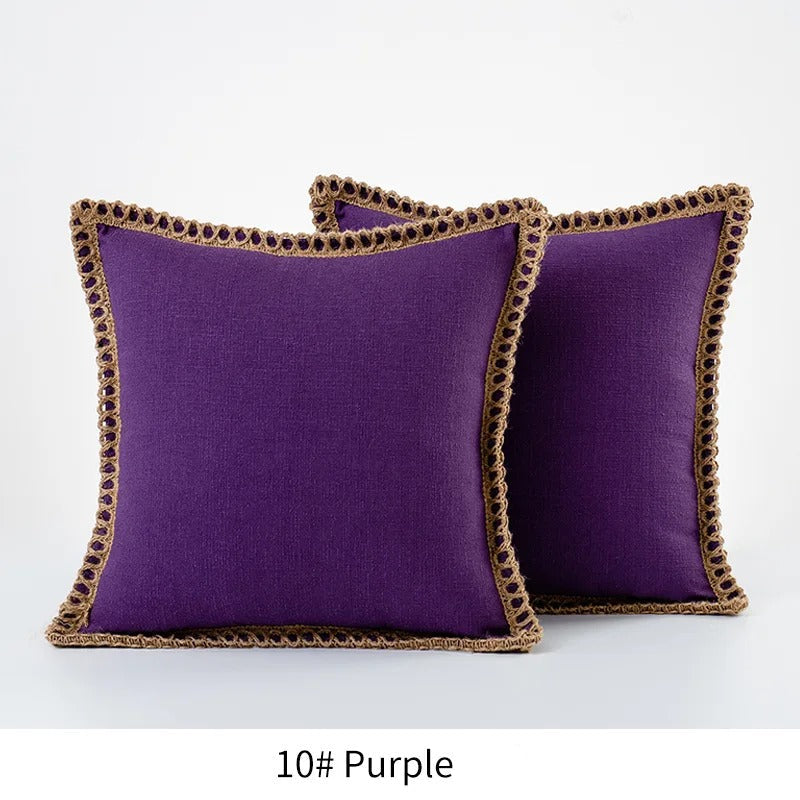 Square Cushion Cover Classic Grey and Red Decorative Style