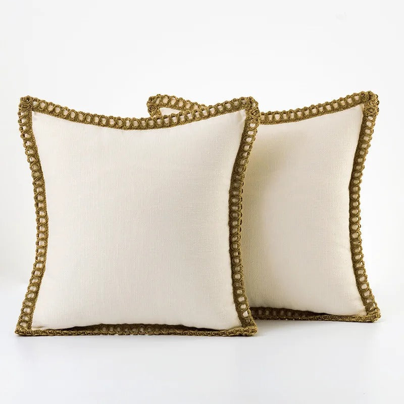 Square Cushion Cover Classic Grey and Red Decorative Style