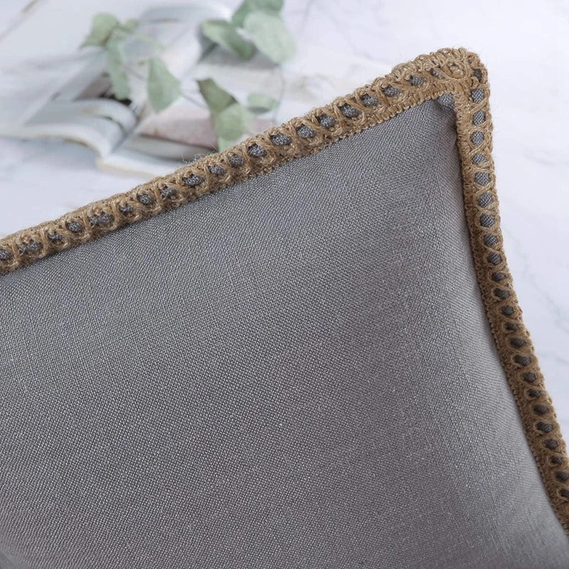 Square Cushion Cover Classic Grey and Red Decorative Style