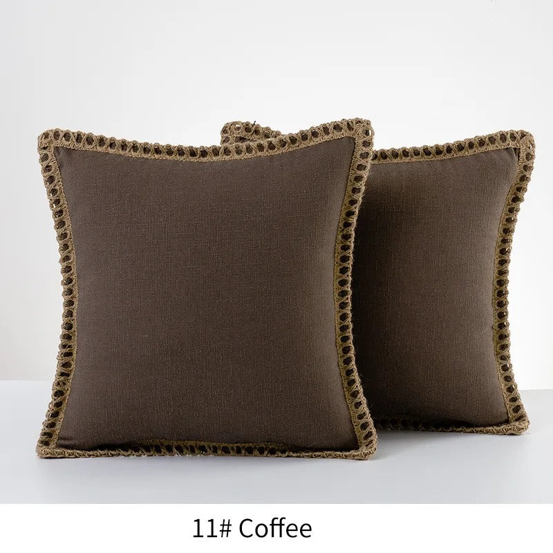 Square Cushion Cover Classic Grey and Red Decorative Style