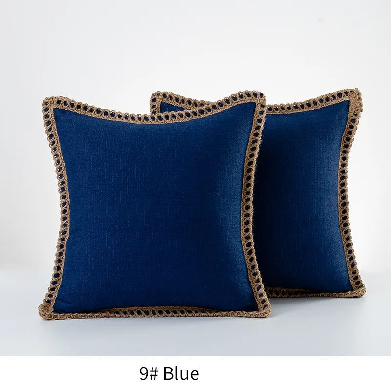 Square Cushion Cover Classic Grey and Red Decorative Style