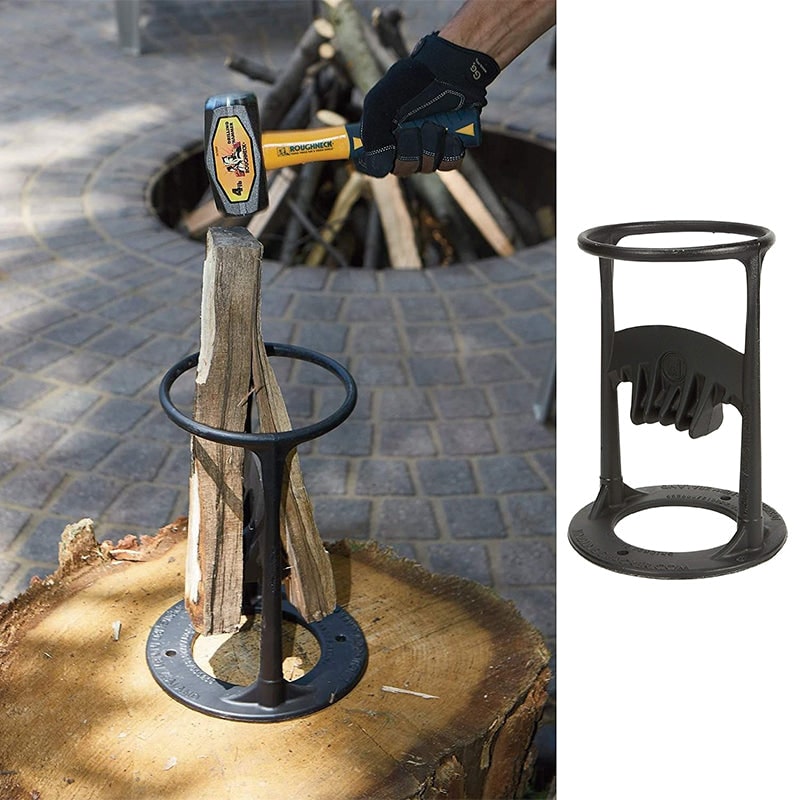 Manual Cast Iron Log Splitter with Safety Ring and Stump Mount