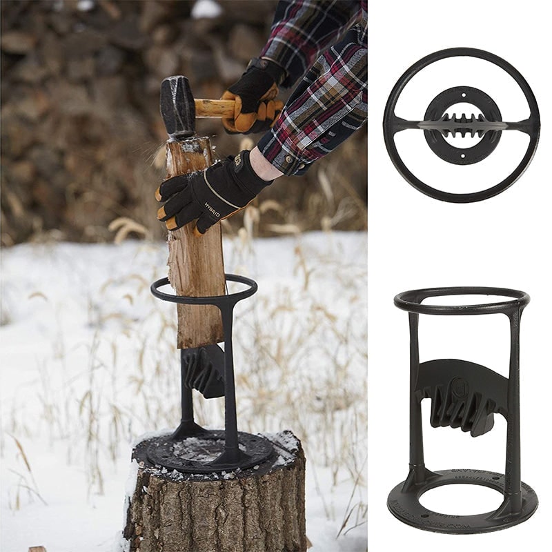 Manual Cast Iron Log Splitter with Safety Ring and Stump Mount