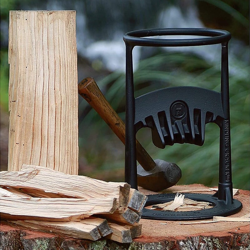 Manual Cast Iron Log Splitter with Safety Ring and Stump Mount