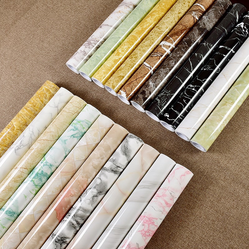 Marble Contact Paper for Countertop and Shelf Liner with Peel and Stick Waterproof Glossy Finish