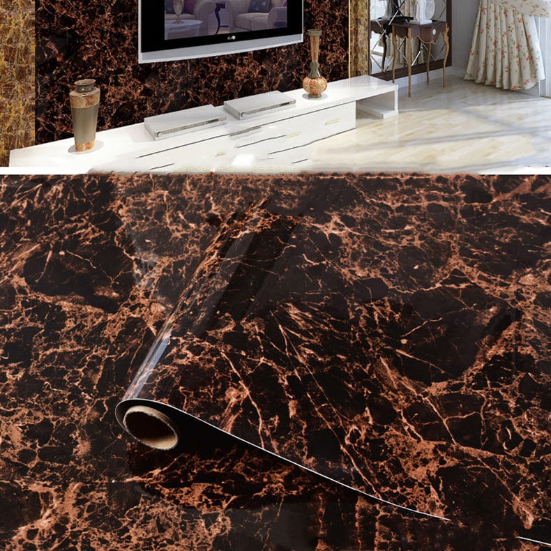 Marble Contact Paper for Countertop and Shelf Liner with Peel and Stick Waterproof Glossy Finish