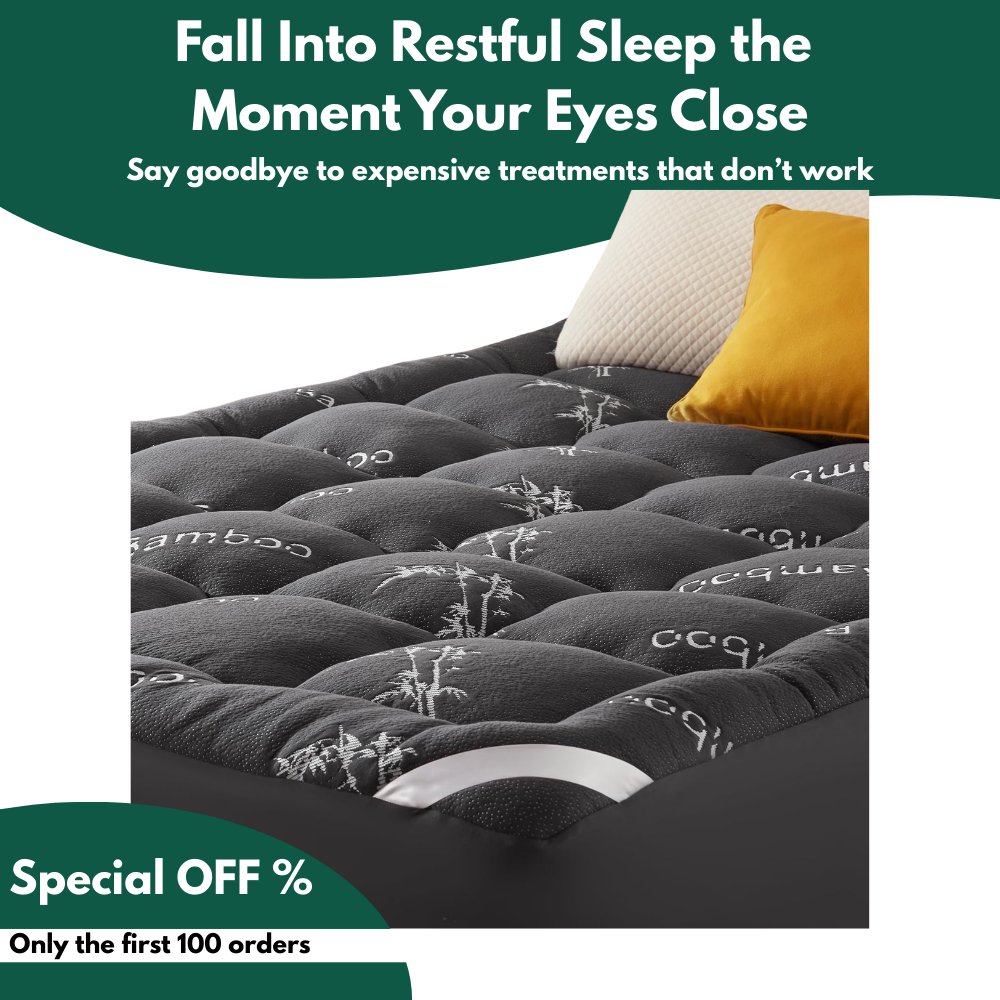 Mattress Topper Pad Quilted Pillowtop Bamboo Elastic Straps Protector Waterproof