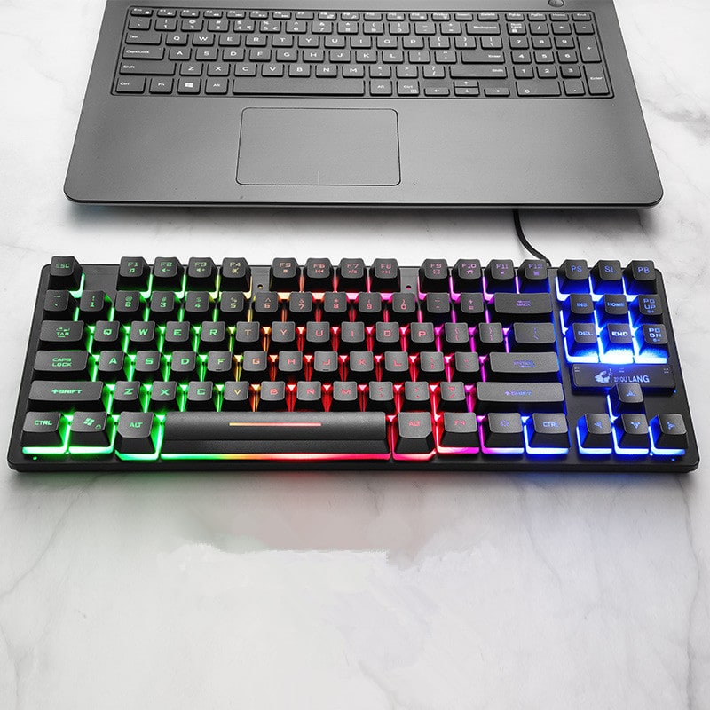 Mechanical Gaming Keyboard Compact Wired Tenkeyless 87-Key with Rgb Backlighting