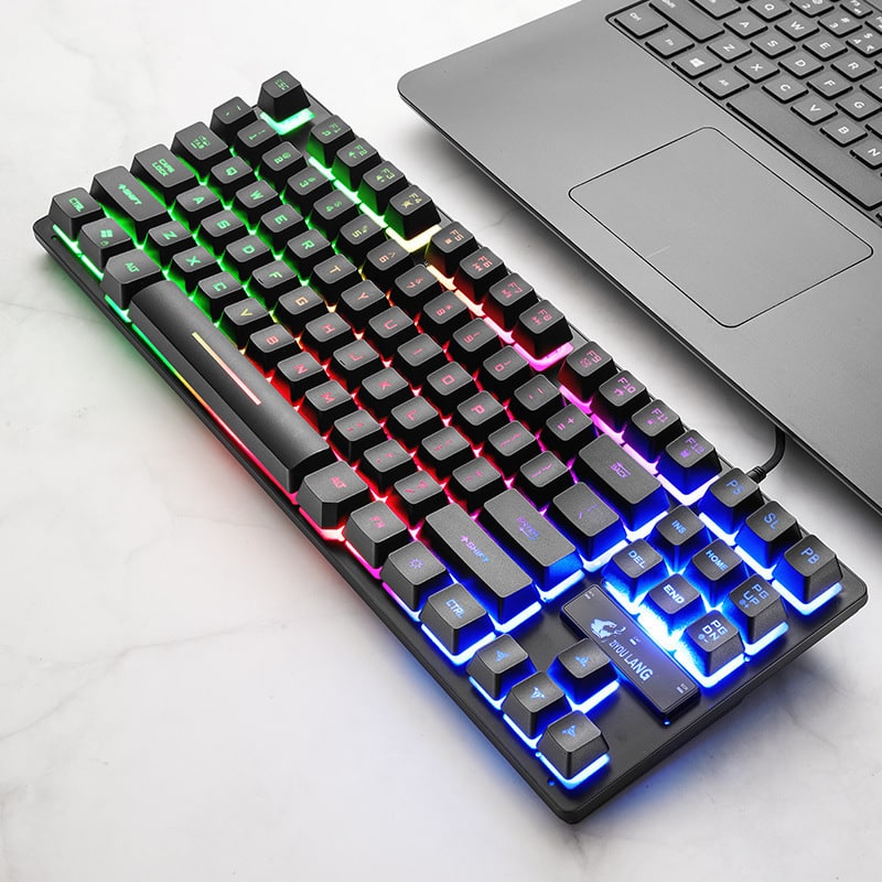 Mechanical Gaming Keyboard Compact Wired Tenkeyless 87-Key with Rgb Backlighting