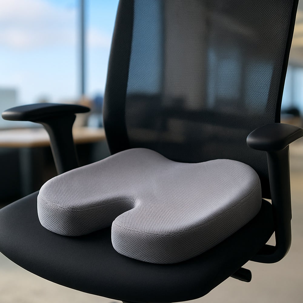 Memory Foam Ergonomic Office Chair Seat Cushion with Orthopedic Tailbone Relief and Gel Layer